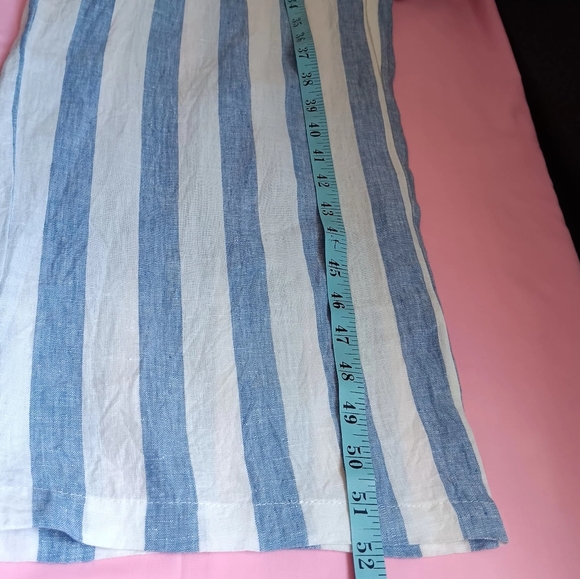 100% linen,Miss Me jumpsuit, Striped White and Blue,pockets,Summer Vacation sz S - Picture 13 of 16